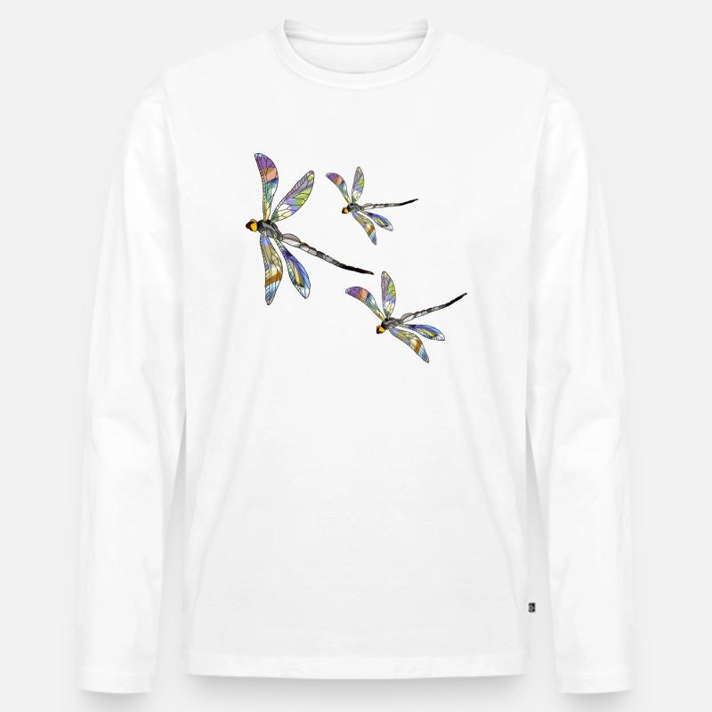 Libellen - Männer Premium Bio Langarmshirt - Weiß