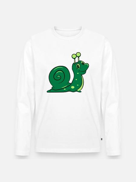 Snail Funny Kids - Men's Premium Organic Long Sleeve Shirt - white