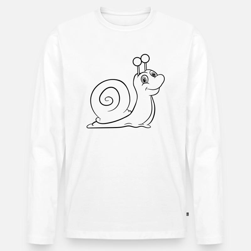 Schnecke lustig Kinder - Männer Premium Bio Langarmshirt - Weiß
