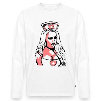 2reborn IMPFEN Krank sexy Krankenschwester Nurse 4 - Männer Premium Bio Langarmshirt - Weiß - Vorne - Nico (187cm)