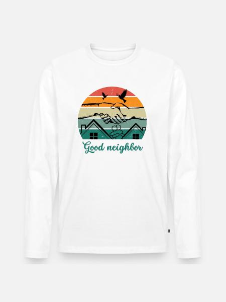 Good neighbor BW - Men's Premium Organic Long Sleeve Shirt - white