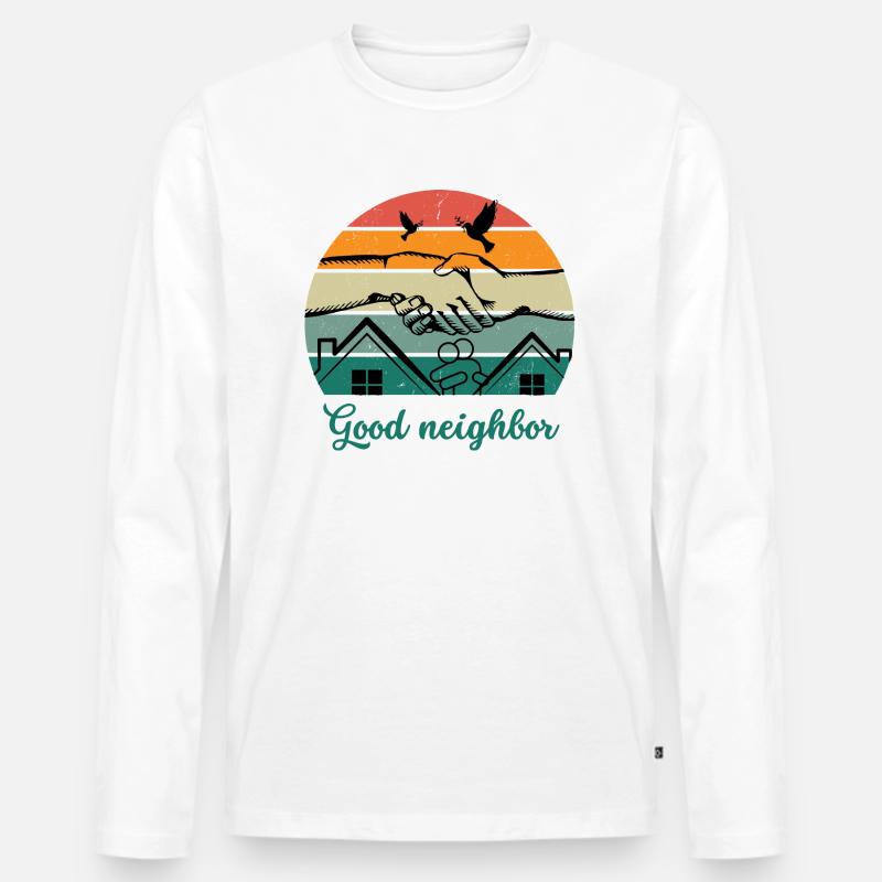 Guter Nachbar BW - Männer Premium Bio Langarmshirt - Weiß