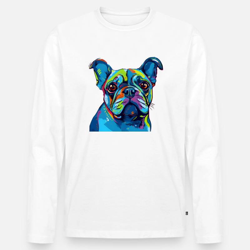 Hund farbig - Männer Premium Bio Langarmshirt - Weiß
