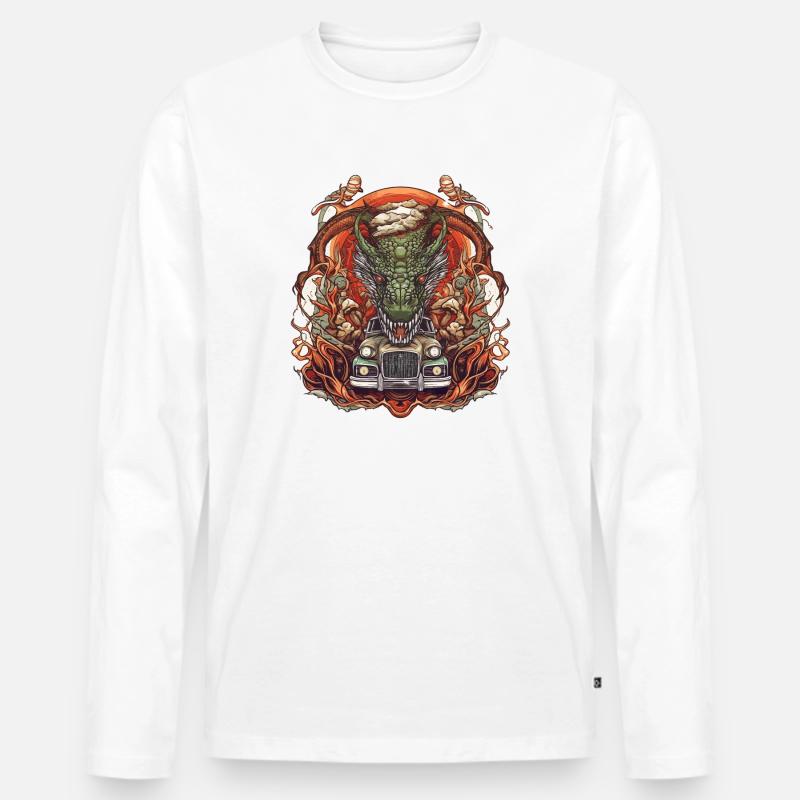 Drachen Auto - Männer Premium Bio Langarmshirt - Weiß