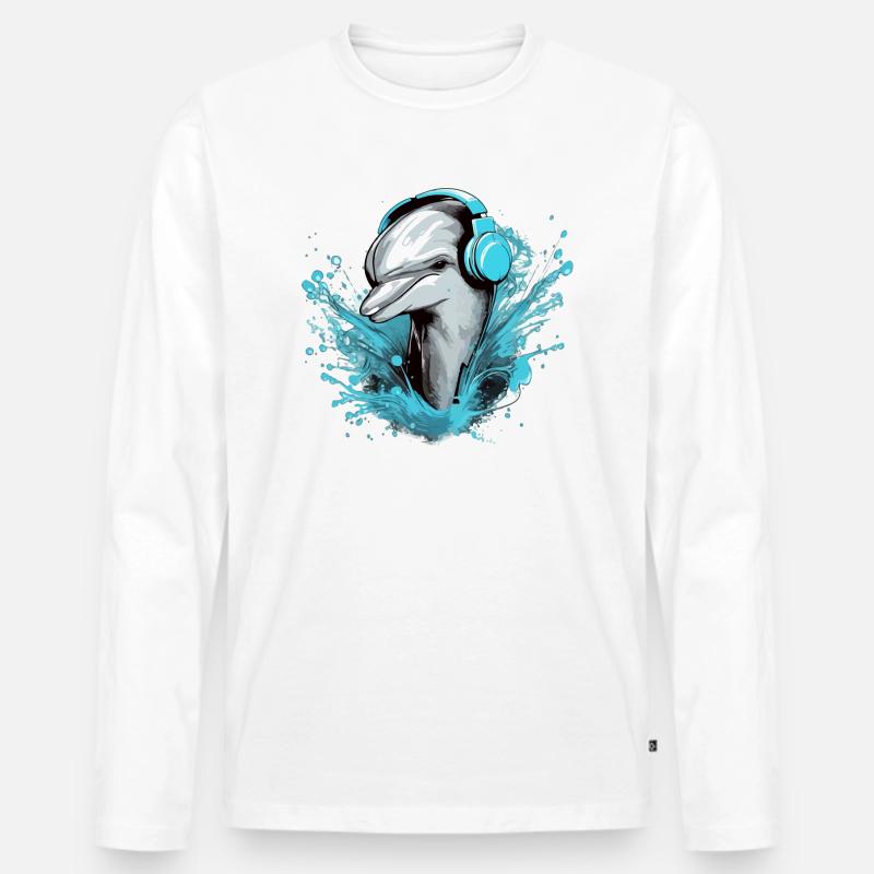 Jerko, der audiophile Delphin - Männer Premium Bio Langarmshirt - Weiß