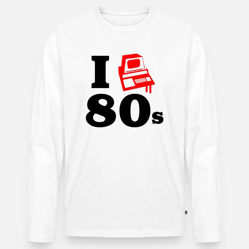 i love 80s | Retro-Computer - Männer Premium Bio Langarmshirt - Weiß