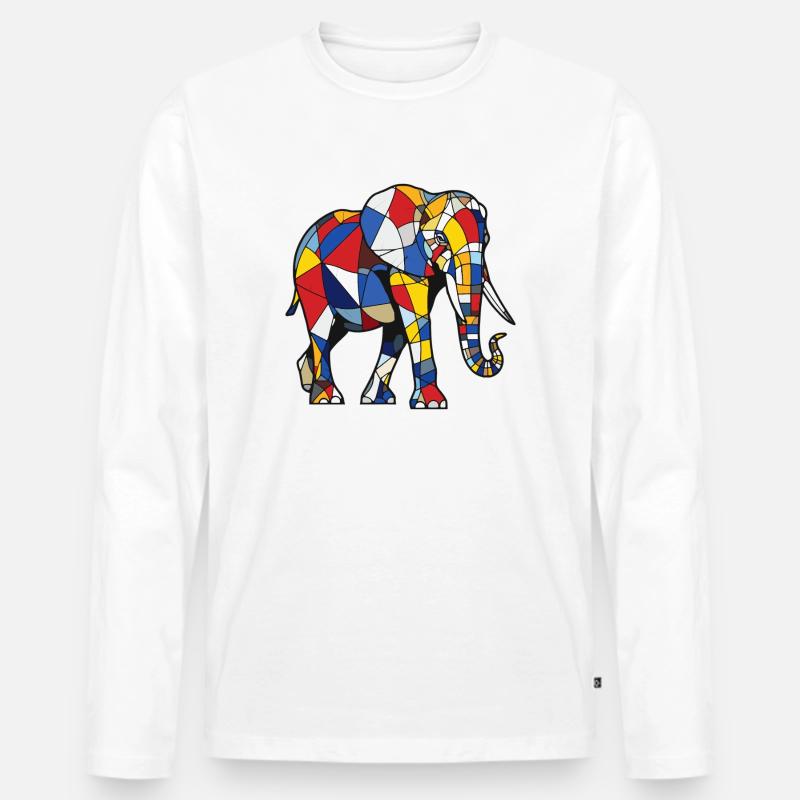 Elefant - Männer Premium Bio Langarmshirt - Weiß