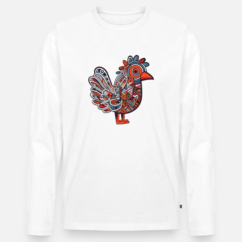Gockel Hahn - Männer Premium Bio Langarmshirt - Weiß