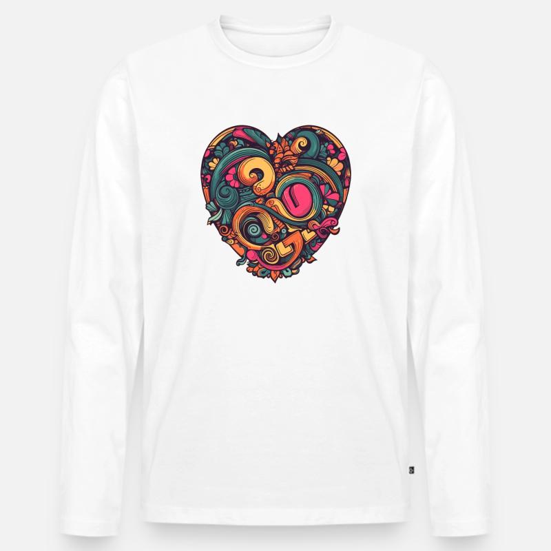 Herz Liebe - Männer Premium Bio Langarmshirt - Weiß