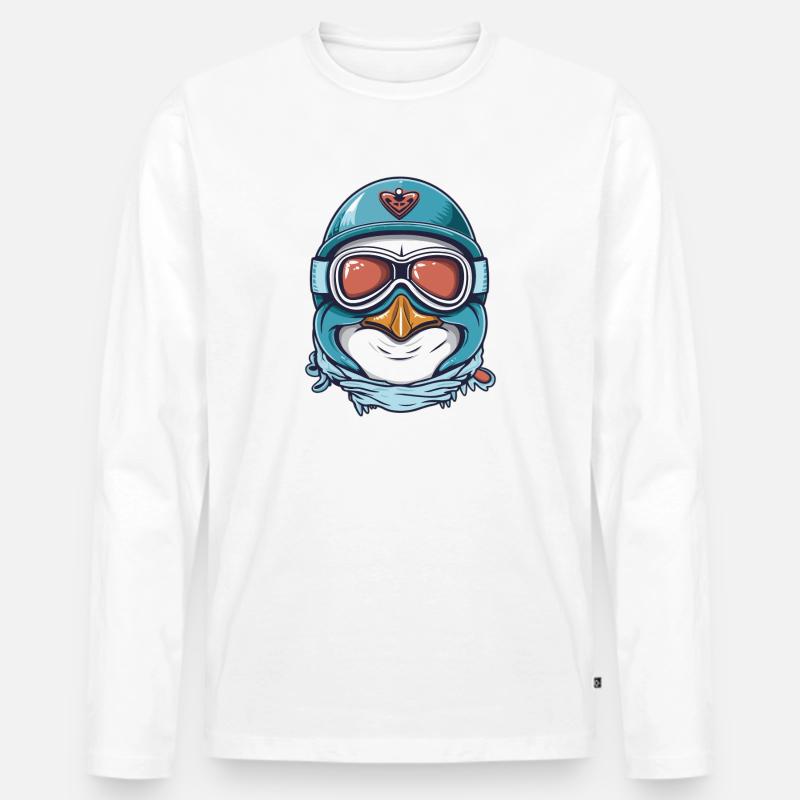Pinguin Wintersport - Männer Premium Bio Langarmshirt - Weiß