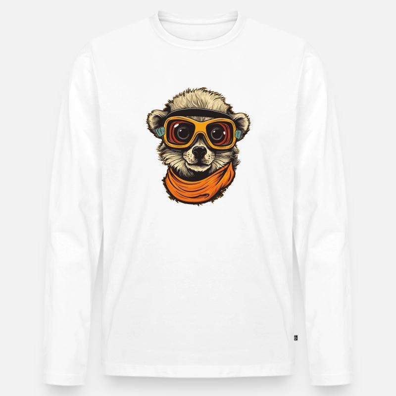 Erdmännchen - Männer Premium Bio Langarmshirt - Weiß