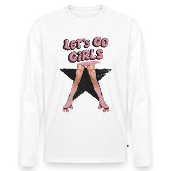 Coole Retro Rollschuhe 80er - Männer Premium Bio Langarmshirt - Weiß - Vorne - Nico (187cm)
