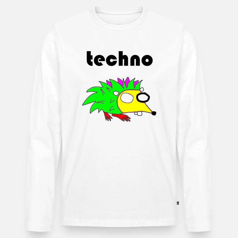 techno igel - Männer Premium Bio Langarmshirt - Weiß