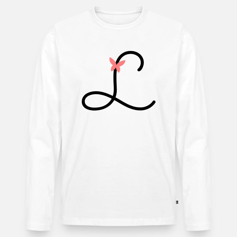 Buchstabe L Schmetterlingsbuchstabe - Männer Premium Bio Langarmshirt - Weiß