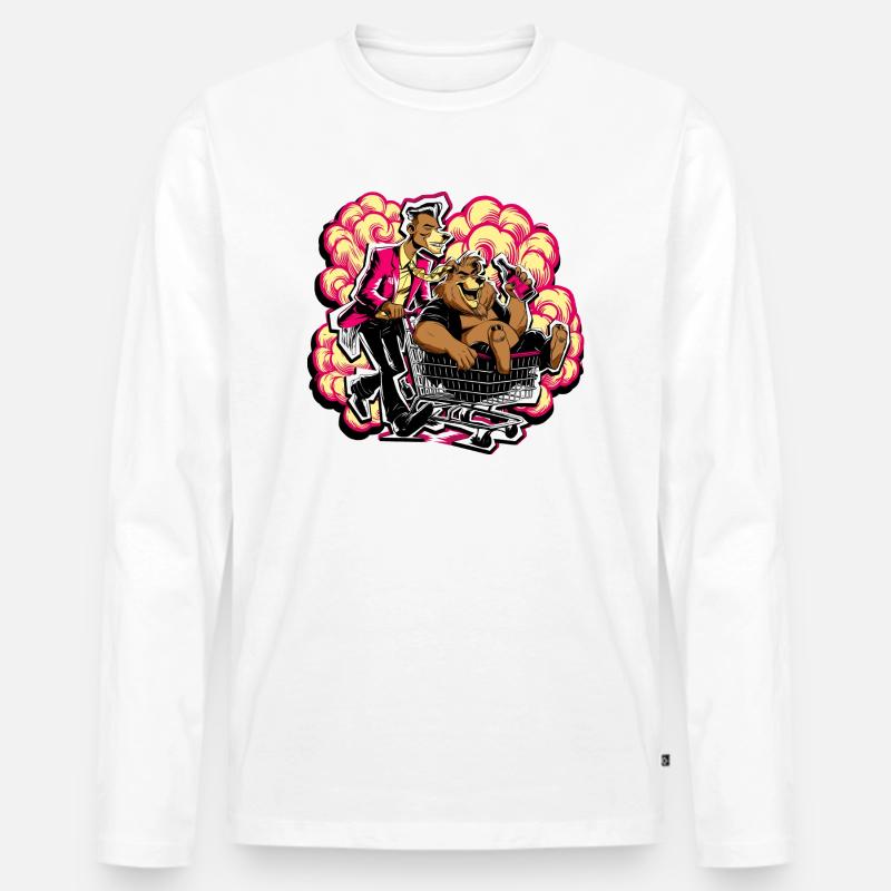 zwei Bären mit guter Laune - Männer Premium Bio Langarmshirt - Weiß