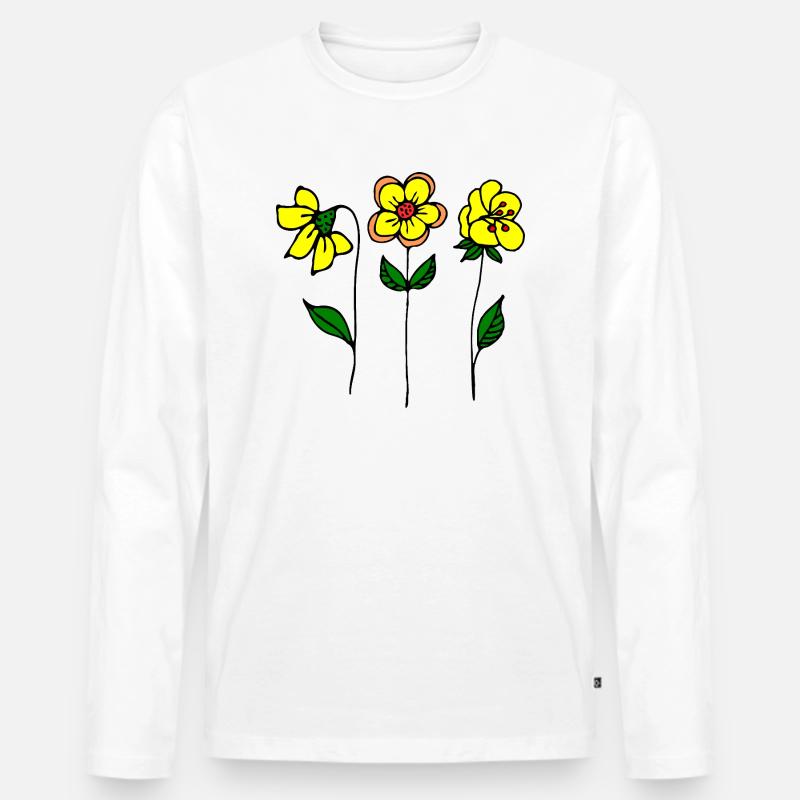 Blumen - Männer Premium Bio Langarmshirt - Weiß