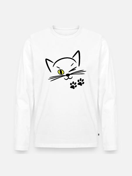 cute cat, winking eye - Men's Premium Organic Long Sleeve Shirt - white