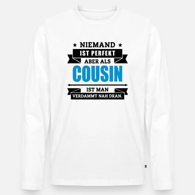 Funshirt Cousin - Männer Premium Bio Langarmshirt - Weiß