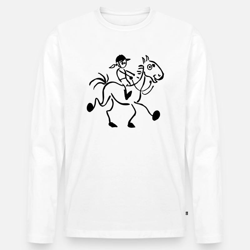 Reiten - Männer Premium Bio Langarmshirt - Weiß