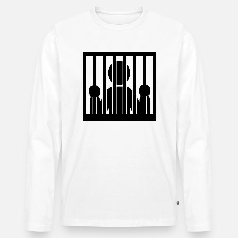 Gefängnis - Männer Premium Bio Langarmshirt - Weiß