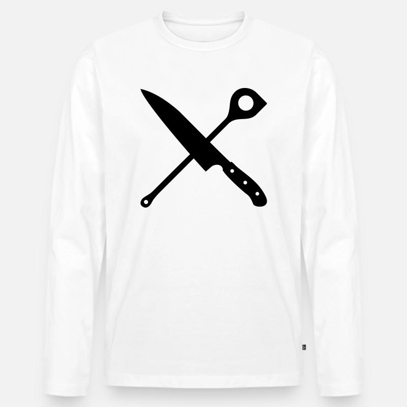 Messer & Kochlöffel - Männer Premium Bio Langarmshirt - Weiß