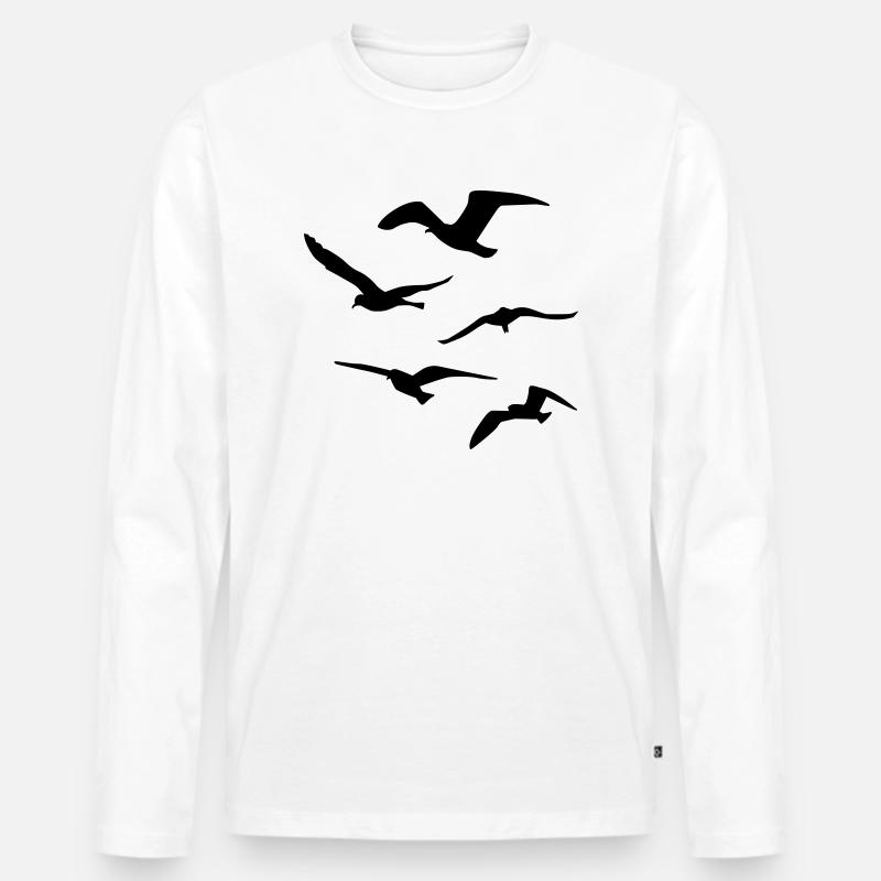 Möwen - Männer Premium Bio Langarmshirt - Weiß