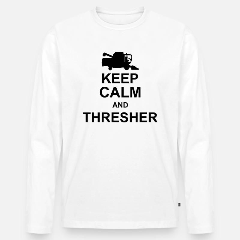 keep calm and thresher kg10 - Männer Premium Bio Langarmshirt - Weiß