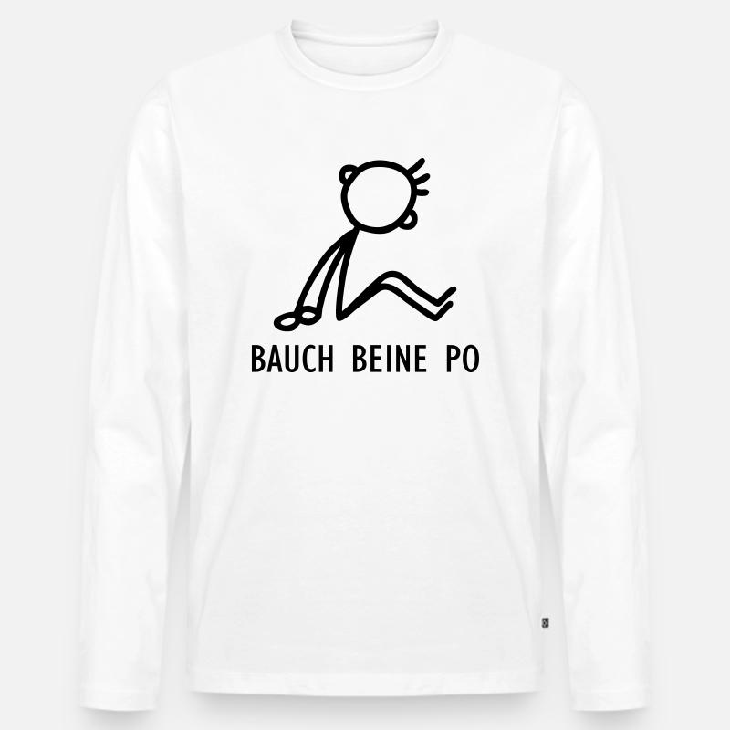 Bauch Beine Po - Männer Premium Bio Langarmshirt - Weiß