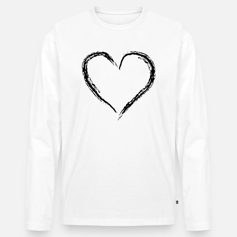 heart - Männer Premium Bio Langarmshirt - Weiß