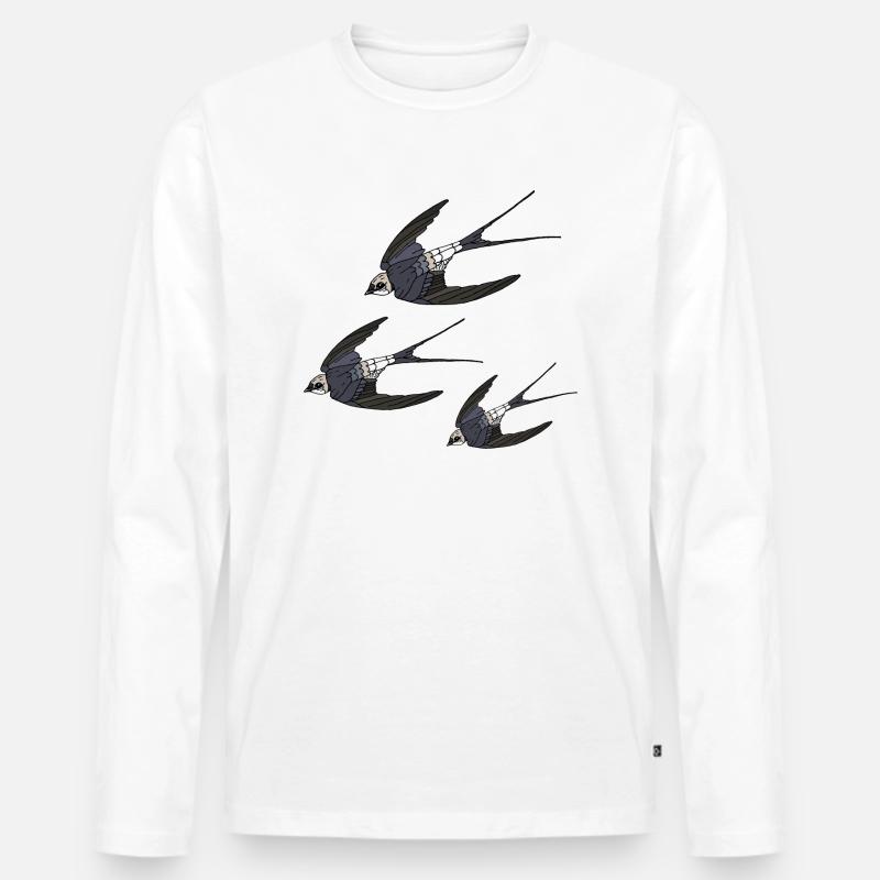 Vögel - Männer Premium Bio Langarmshirt - Weiß