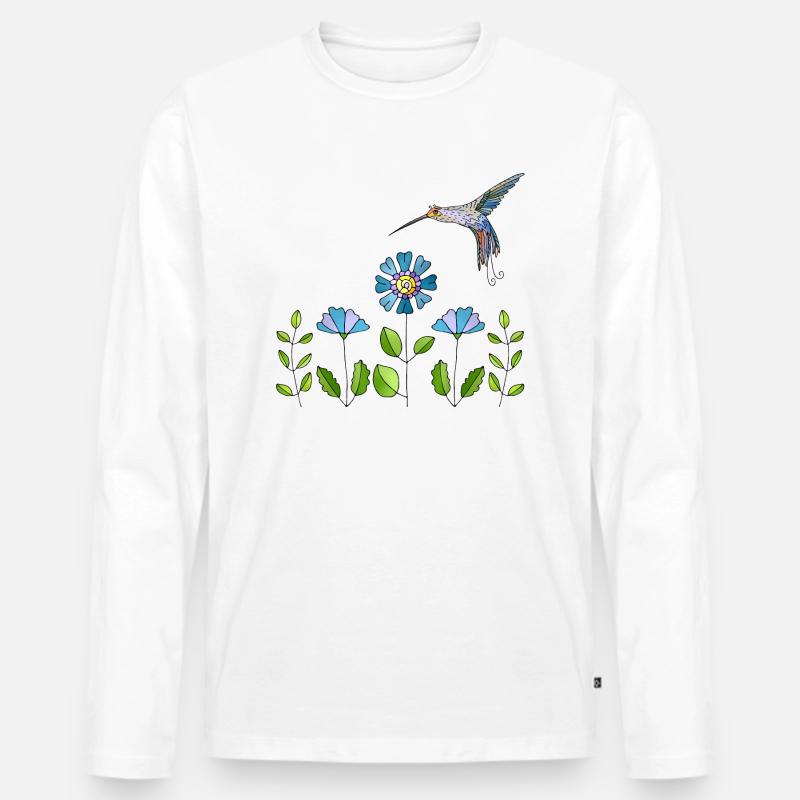 Vogel - Männer Premium Bio Langarmshirt - Weiß