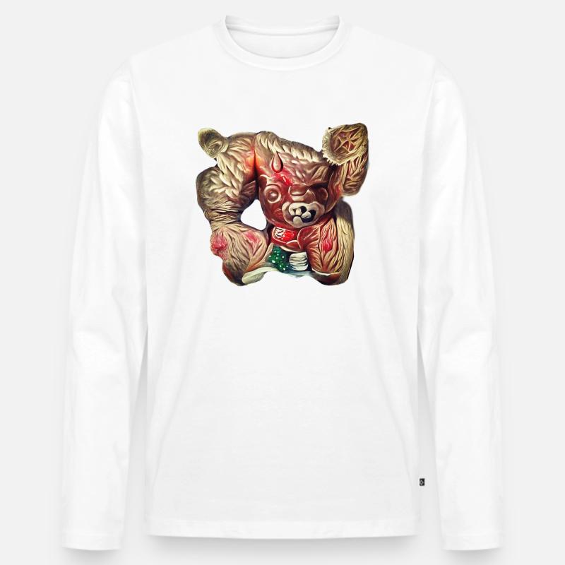 Oni Teddy Bär - Männer Premium Bio Langarmshirt - Weiß