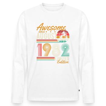 August 1982 Born Birthday Retro - Men's Premium Organic Long Sleeve Shirt - white - Front - Nico (187cm)