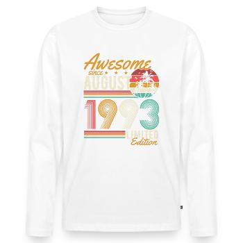 Août 1993 Naissance Anniversaire Rétro - T-shirt manches longues Premium bio Homme - blanc - Devant - Nico (187cm)