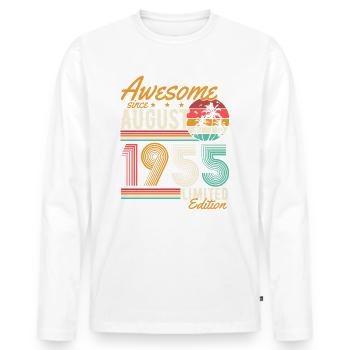 Août 1955 Naissance Anniversaire Rétro - T-shirt manches longues Premium bio Homme - blanc - Devant - Nico (187cm)