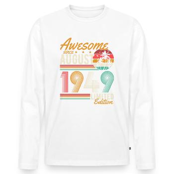 Août 1949 Naissance Anniversaire Rétro - T-shirt manches longues Premium bio Homme - blanc - Devant - Nico (187cm)
