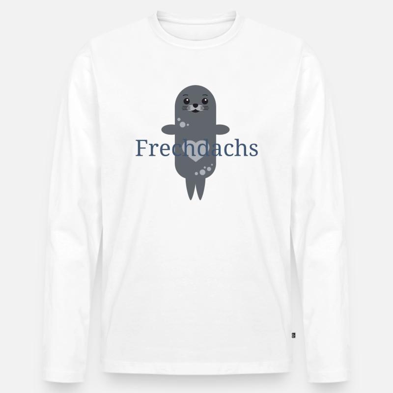 süße Robbe Frechdachs - Männer Premium Bio Langarmshirt - Weiß