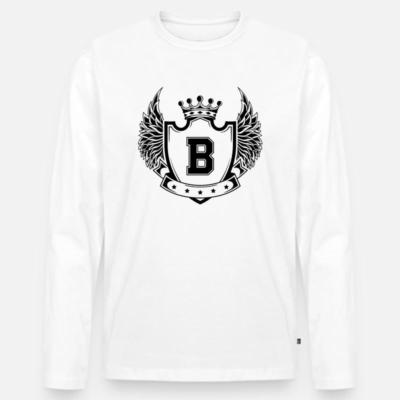 Wappen B - Männer Premium Bio Langarmshirt - Weiß