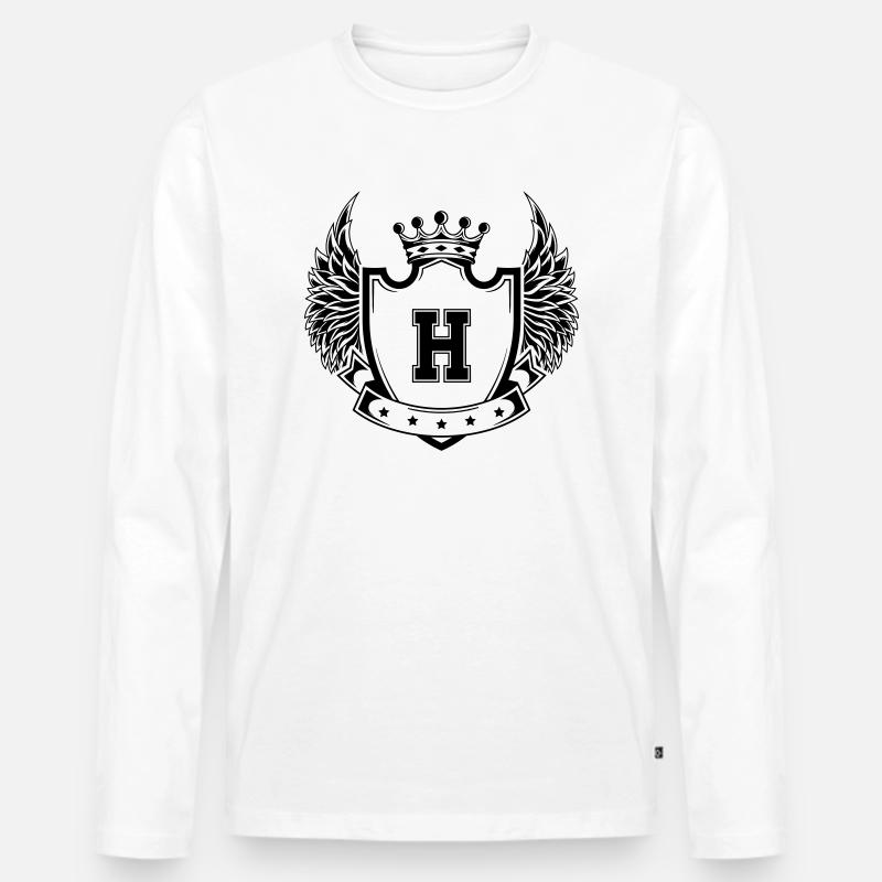 Wappen H - Männer Premium Bio Langarmshirt - Weiß