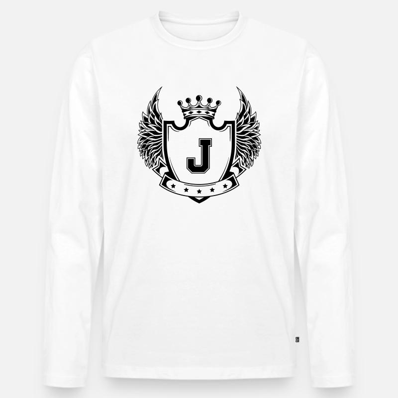 Wappen J - Männer Premium Bio Langarmshirt - Weiß