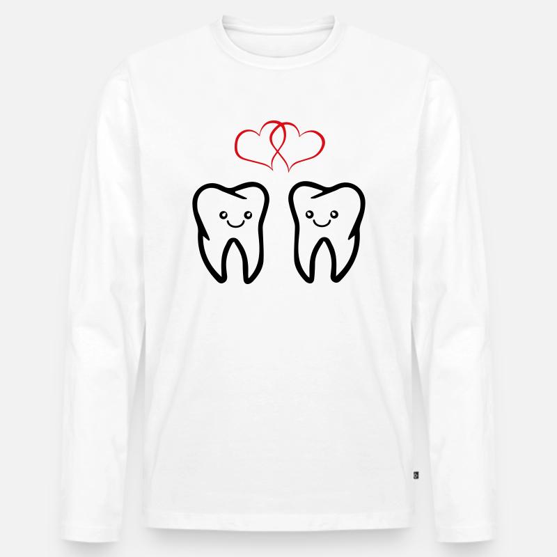 zähne verliebt - Männer Premium Bio Langarmshirt - Weiß