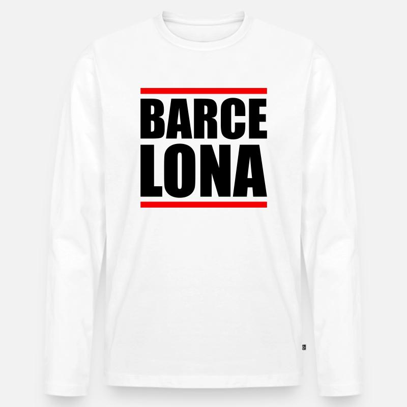 barcelona design 2 - Männer Premium Bio Langarmshirt - Weiß