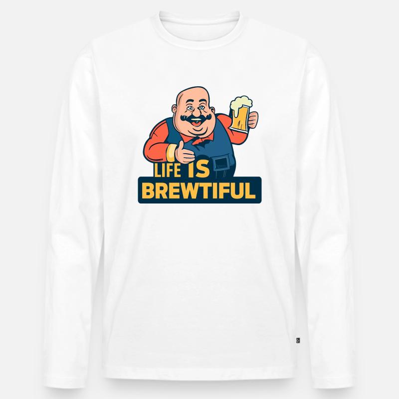 Braubar - Männer Premium Bio Langarmshirt - Weiß