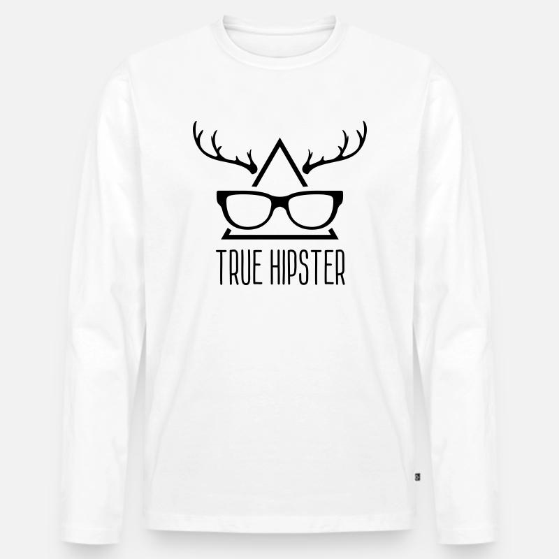 True Hipster - Männer Premium Bio Langarmshirt - Weiß