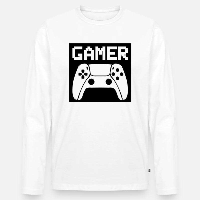 gamer controller - Männer Premium Bio Langarmshirt - Weiß