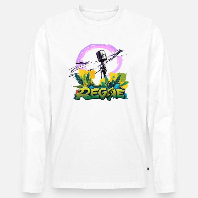 Reggae Mikrofon - Männer Premium Bio Langarmshirt - Weiß