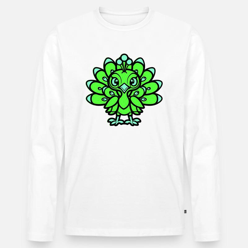 pfau comic tier - Männer Premium Bio Langarmshirt - Weiß