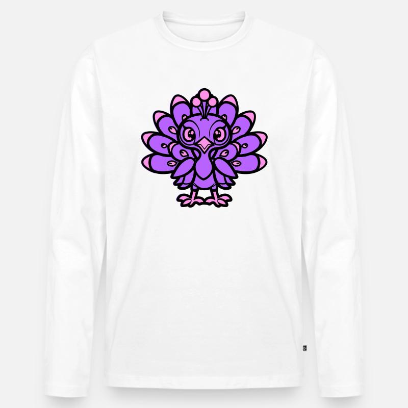 pfau comic tier - Männer Premium Bio Langarmshirt - Weiß
