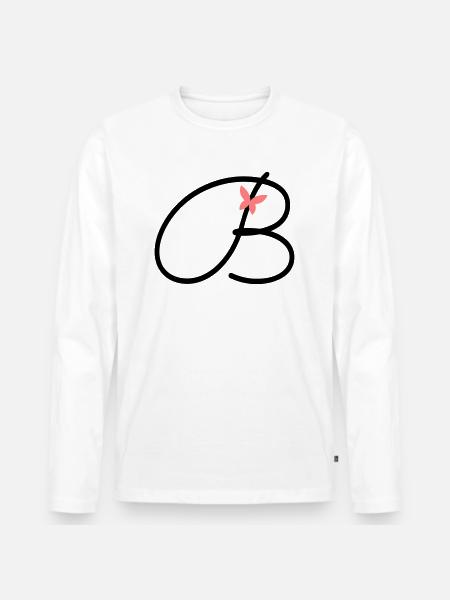 Lettre B Lettre initiale Papillon - T-shirt manches longues Premium bio Homme - blanc
