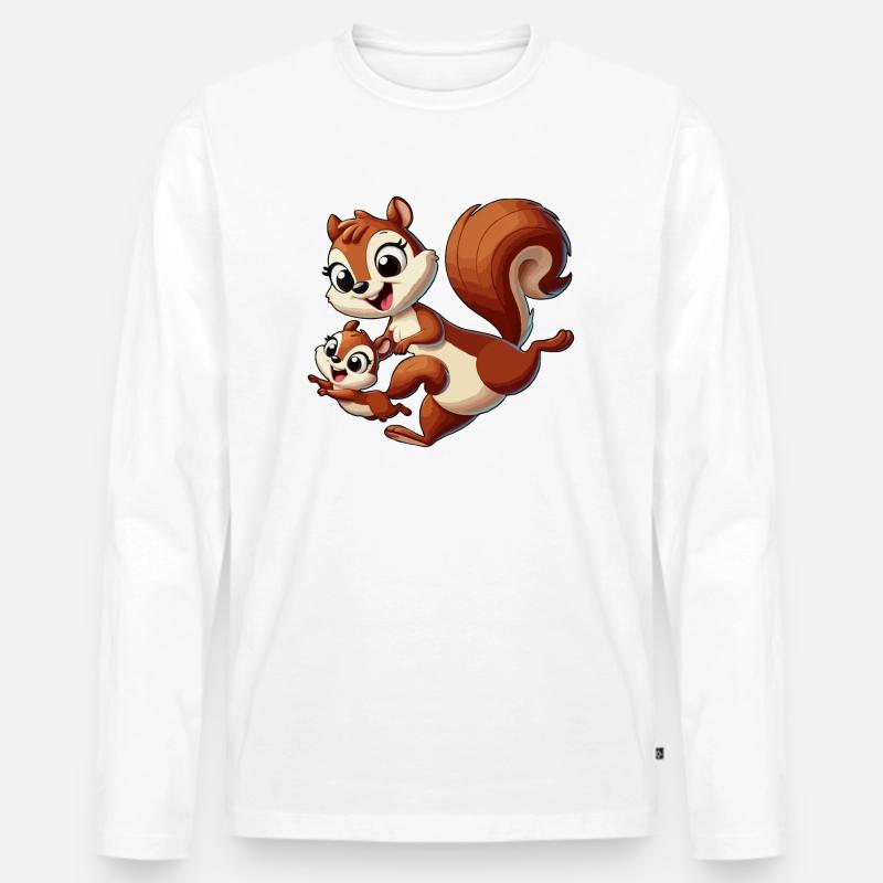 Eichhörnchen-Mutter und Kind beim Herumtollen - Männer Premium Bio Langarmshirt - Weiß
